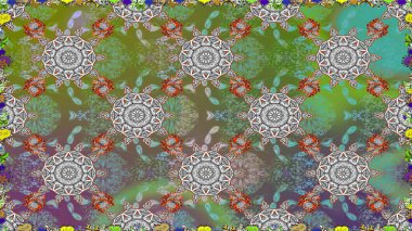 Gri renkli parlak çiçekli halı ile kusursuz desen..