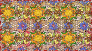 Raster illüstrasyonu. Çiçekli güzel suluboya desen. Kahverengi renklerde.