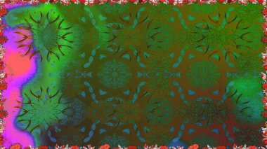 Renkli Bahar Temalı Kusursuz Arkaplan. Yeşil renkli şirin çiçek deseni. Düz Çiçek Elementleri Tasarımı. Raster Modaya uygun kumaş deseni.