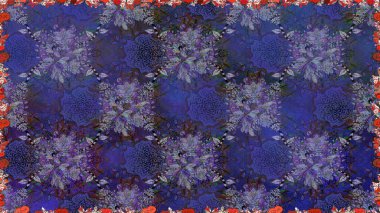 Vadinin çiçekleri mor renklerde. Raster dikişsiz çiçek deseni.