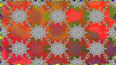 Turuncu renkli çiçekler. Çiçeklerle kusursuz desen. El çizimi. Suluboya çizimi.