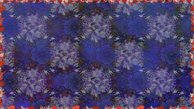 Vadinin çiçekleri mor renklerde. Raster dikişsiz çiçek deseni.