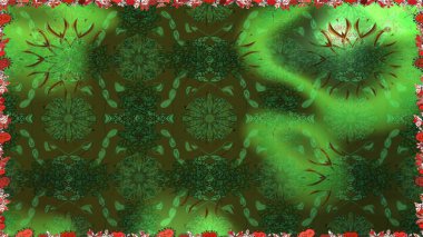 Yeşil renkte güzel çiçekler, suluboya desenli, duvar kağıdı, kart ya da kumaş için fayanslı. Raster..