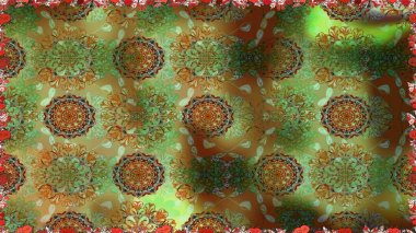 Karalama çiçekleri kusursuz desen. Kahverengi el çizimi. Raster deseni. Sanat esinlenerek çiçeklere ilham veriyor ve geride.