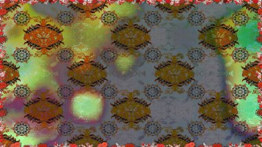 Pürüzsüz desen, parlak çiçekli halı kahverengi renklerde..