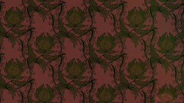 Yapraklı çiçekler ve kahverengi renkli papatya çiçekleri. Eskiz arkaplan modeli. Raster - stok.