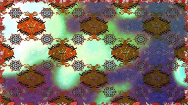 Raster illüstrasyonu. Yaprak ve çiçeklerin suluboya boyası, kahverengi renklerde pürüzsüz desen. Yumuşak, bahar çiçekleri kahverengi renklerde.