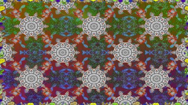 Tekstil, kumaş, kapaklar, duvar kağıtları, baskı, naylon, yapıştırma, örgü, dekupaj için çiçeksiz arkaplan. Küçük kahverengi çiçeklerdeki oldukça eski bir besin torbası deseni.