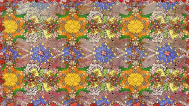 Çiçeksiz desenli arka plan, yaz çiçekleri. Düz Çiçek Elementleri Tasarımı. Kahverengi renkli çiçekler. Renkli Bahar Teması Kusursuz Arkaplan.