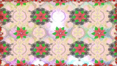 Raster deseni. Tarafsız renklerde bahar çiçekleri. Raster illüstrasyonu. Patlayan çiçekler soyut yerleştirilmiş.