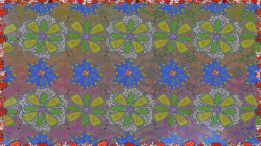 Düz Çiçek Elementleri Tasarımı. Gri renkli çiçekler. Sevimli çiçek raster deseni. Renkli Bahar Teması Kusursuz Arkaplan.