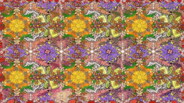 Şirin, zarif çiçekler Raster illüstrasyonu. Yapraklı kusursuz desen. Davetiye ve kartpostal tasarımı için dekoratif çiçek unsurları. Poster ya da kapak için arka plan. Tekstil için figür.