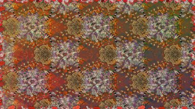 Kahverengi renkli çiçekler. Elle boyanmış suluboya, kusursuz çiçekler ve bitkiler..