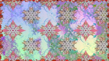 Düz Çiçek Elementleri Tasarım Raster illüstrasyonu. Tarafsız renklerde çiçekler. Çiçeksiz desenli arka plan. Renkli Bahar Teması Kusursuz Arkaplan.