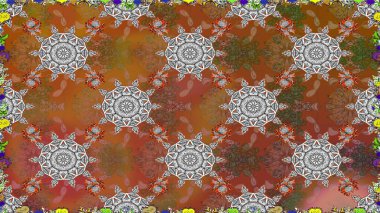 Düz Çiçek Elementleri Tasarımı. Çiçeksel fantezi tasarımı, parlak bir arka planda, kusursuz bir desen. Renkli Bahar Teması Kusursuz Arkaplan.