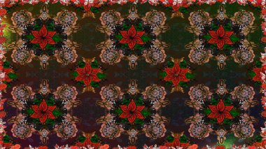 Tekstil için dikişsiz suluboya desen. Şirin çiçekli, desenli, kahverengi renkli, renksiz desenli. El çizimi çiçek pürüzsüz desen (taş)).