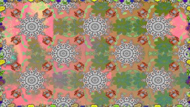 Çocuksu tasarım. Tekstil, kumaş, ambalaj, hatıra defteri için hoş bir çiçek arkaplanı. Gri arka planda. Elle çizilmiş karalama çiçekleri ile pürüzsüz desen.