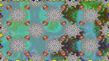 Varicoloblue raster kusursuz illüstrasyon. Küçük çiçekteki sevimli çiçek deseni. Birçok mavi soyut çiçekli tropikal desenler.