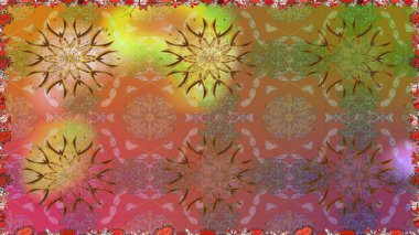 Raster illüstrasyonunda kusursuz çiçek deseni. Kahverengi renkte çiçekler.