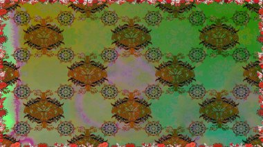 Tropik çiçekler. Tişörtsüz arka plan deseni. Yeşil renkte çiçekler.