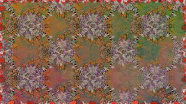 Kahverengi renkli çiçekler. Hediye ambalaj kağıdı, tebrik kartları, posterler ve pankart tasarımı. Raster düz çiçekleri pürüzsüz desen.