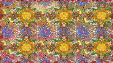 Kabile sanatı boho baskısı, klasik çiçek arkaplanı. Arkaplan dokusu, duvar kağıdı, kahverengi renkli çiçek teması. Soyut etnik raster pürüzsüz desen.