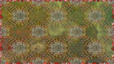 Modern çiçek arkaplanı. Parlak renkli çiçekleri ve kahverengi renkli yaprakları olan kusursuz çiçek desenleri. Halk tarzı. Moda baskıları için zarif bir şablon.