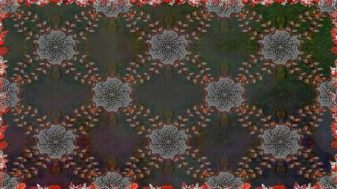 El çizimi çiçekli, soyut, pürüzsüz desen. Gri renkli çiçekler. Raster illüstrasyonu.