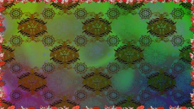 Çiçekler suluboya tarzında yeşil renkte. Raster illüstrasyonunda kusursuz çiçek deseni.