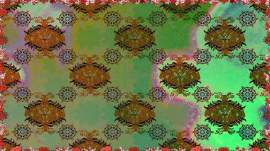 Etnik Mandala süsü. Raster Henna dövme stili. Tekstil, tebrik kartı, boyama kitabı, telefon kılıfı baskısı için kullanılabilir. Hint çiçekli desenli şal desenli..