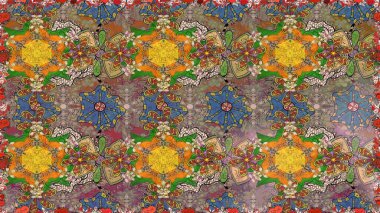 Çiçekli yumuşak bir eskiz şekli. Raster çiçekleri klasik tarzda çizilmiş. Kahverengi renklerde bahar çiçekleri. Raster illüstrasyonu.