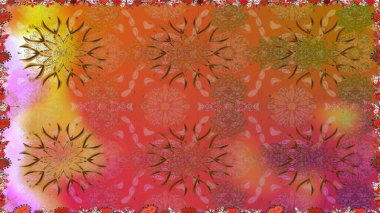 Renkli turuncu, pürüzsüz desen. El çizimi dikişsiz sonbahar çiçekleri deseni. Tekstil ve kapak tasarımı için mükemmel. Doodle tarzı. Turuncu renkte çiçekler.