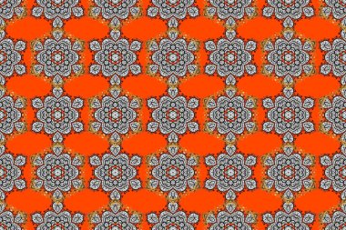 Vadinin çiçekleri gri, kahverengi ve turuncu renklerde. Suluboya, elle çizilmiş. Raster - stok. Kusursuz arkaplan deseni.