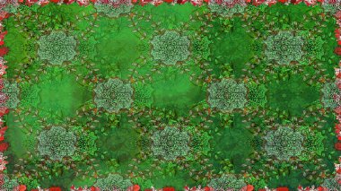 Yeşil renkli çiçekler. Çiçekli karalama şeklinde Raster çiçek deseni. Nazikçe, güzel çiçek arkaplanı..