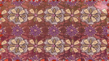 Çiçekler suluboya tarzında kahverengi renkte. Raster illüstrasyonunda kusursuz çiçek deseni.