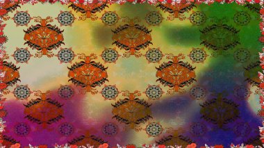 Renkli Bahar Temalı Kusursuz Arkaplan. Çocuk stili. Çiçekli, kusursuz bir arkaplan. Düz Çiçek Elementleri Tasarımı.