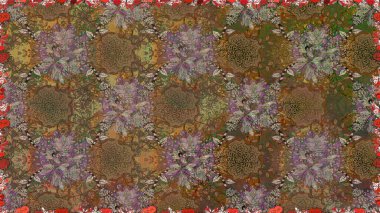 Renkli, pürüzsüz desen. Çiçek duvar kâğıdı. Raster illüstrasyonu. Kahverengi renkli şirin tekstil. Çiçek arka planı.