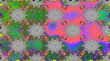 3 boyutlu çiçekler, pürüzsüz. Yeşil renklerde. Raster illüstrasyonu.