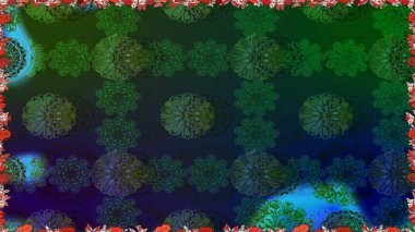 Çiçekler. Vadinin mavi renkli çiçekleri. Soyut etnik raster pürüzsüz desen.