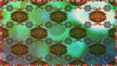 Vadinin yeşil renkli çiçekleri. Suluboya, elle çizilmiş. Kusursuz bir arka plan modeli. Raster - stok.