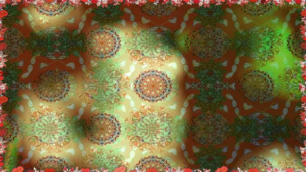 Küçük çiçekli kusursuz yay deseni. Suluboya tarzında kahverengi renkte. Raster illüstrasyonu.