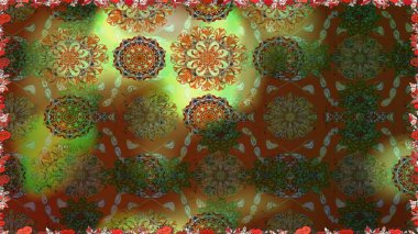 Kahverengi renklerde bahar çiçekleri. Raster illüstrasyonu. Yaprak ve çiçeklerin suluboya resmi, kahverengi renklerde pürüzsüz desen.