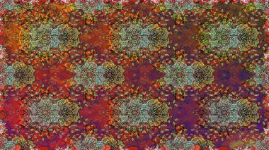 Düz Çiçek Elementleri Tasarımı. Kusursuz desenli, modaya uygun kumaş deseni. Renkli Bahar Temalı Kusursuz Arkaplan. Şirin çiçek elementleri. Raster illüstrasyonu.