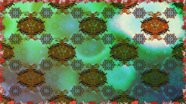 Vadinin yeşil renkli çiçekleri. Suluboya, elle çizilmiş. Kusursuz bir arka plan modeli. Raster - stok.