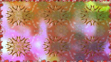 Raster illüstrasyonu. Tropik, dikişsiz çiçek deseni. Kahverengi renkte çiçekler.