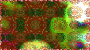 Süslü kumaş deseni. Renkli Bahar Temalı Kusursuz Arkaplan. Raster illüstrasyonunda kusursuz çiçek deseni. Düz Çiçek Elementleri Tasarımı.