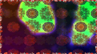 Raster illüstrasyonu. Çiçeklerle suluboya desenli çiçek deseni. Kahverengi renkli güzel tekstil.