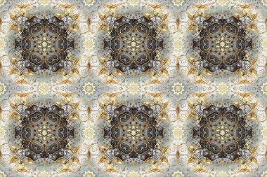 Noel, kar tanesi, yeni yıl 2019. Gri, nötr ve bej renklerde, altın elementlerle kusursuz klasik desen.