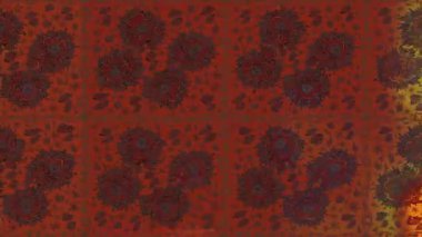 Renkli unsurlarla hareketli arka plan görüntüleri. Çiçekler. Eski model. Bayrak tarzı. Video kaydı. Şablon. Döngü. Kusursuz..