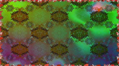 Düz Çiçek Elementleri Tasarımı. Asya tekstil tarzında. Raster illüstrasyonu. Güzel kumaş deseni. Renkli Bahar Temalı Kusursuz Arkaplan. Kusursuz çiçek deseni.